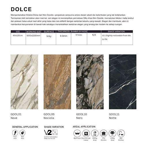 Granit Lantai Dan Dinding 60x120 Dolce GDOL Series Glazed Polish | Glossy | Kilap Product Niro