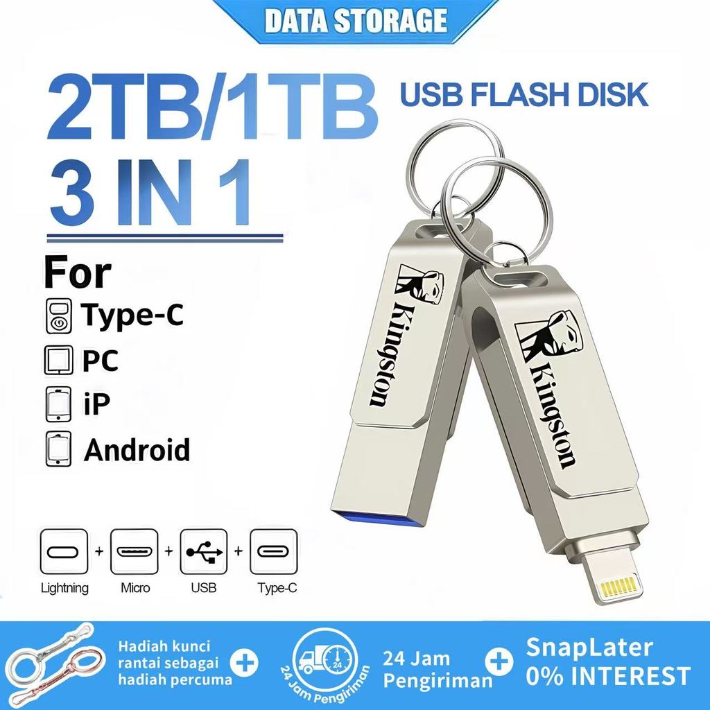 Flashdisk 2TB OTG Flashdisk 1TB iOS, iPad, PC, USB 3.0, 2 IN 1, Venda Quente, Prata OTG Pen Drive FO