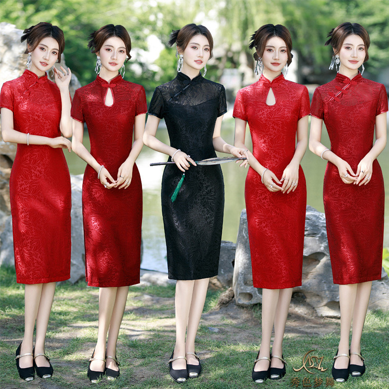 Qipao Daily Slim Fit Wedding Mom Outfit Daily Chinese Style