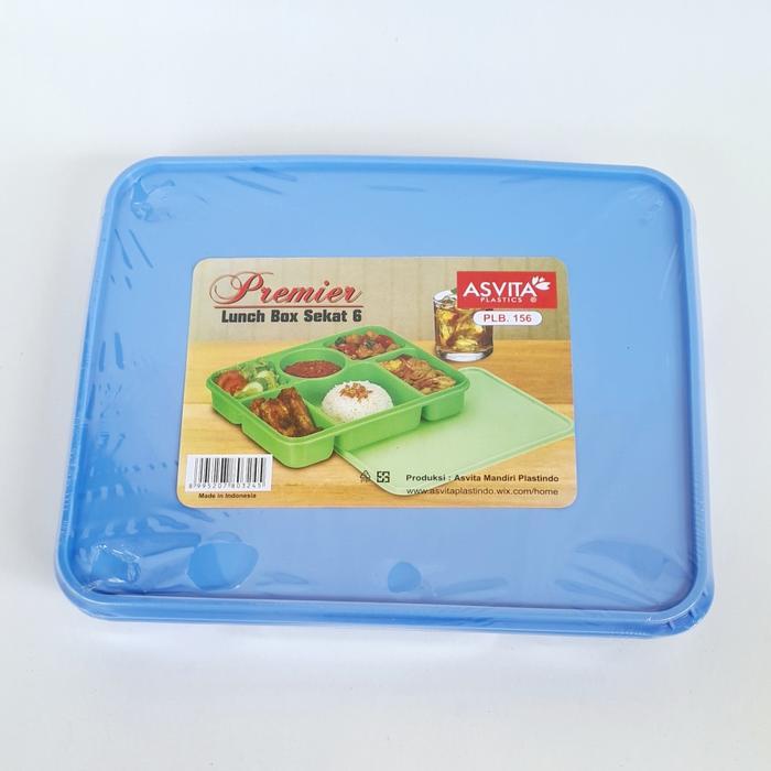 asvita Lunch box kotak makan premier sekat 6 - Biru