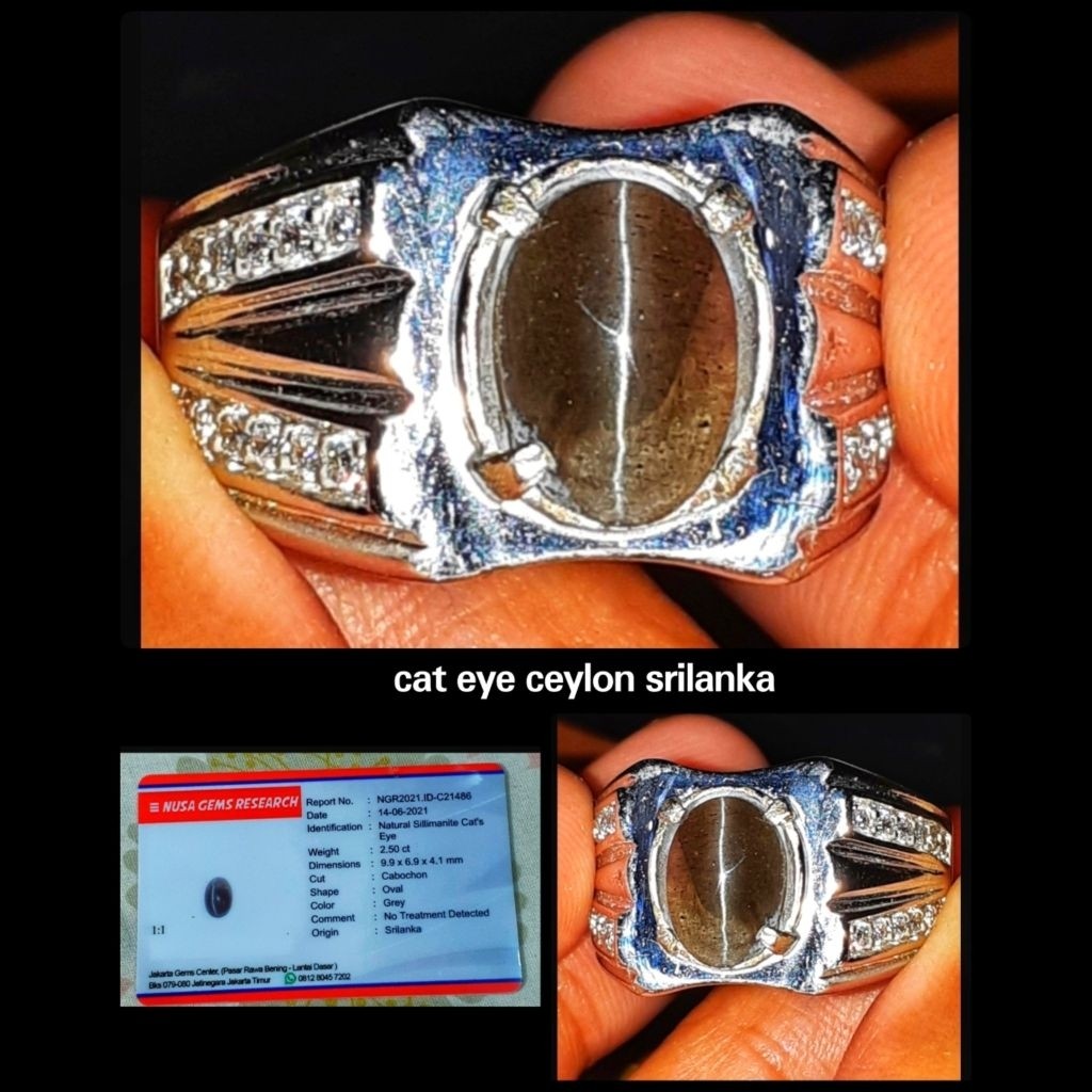 natural batu cat eye ceylon asli kelas kontes