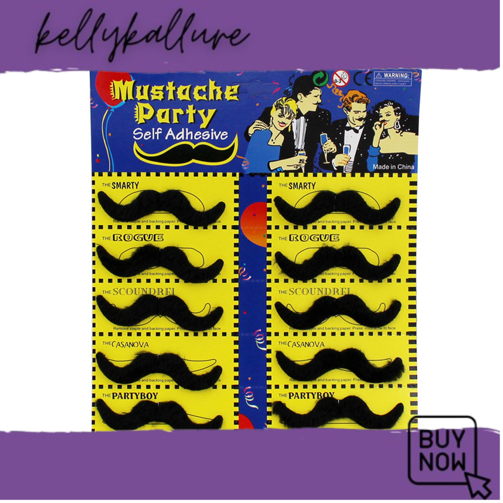 NEW PRODUKK Kumis Palsu Hitam 1 MODEL  isi 6pcs dan 12pcs (Kumis Palsu Pria / Kumis Palsu Anak / Kum