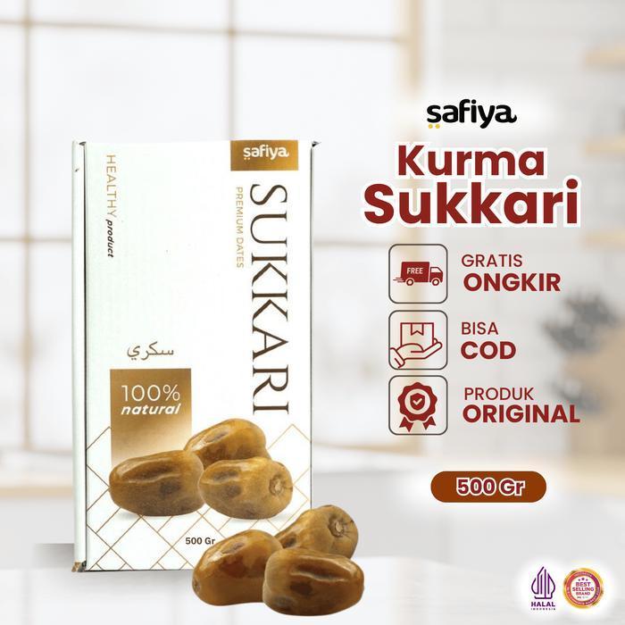 Safiya Kurma 1 Kg Sukari Ajwa Tunisia Tangkai Premium Manis Lembut - Sukari 500 gr