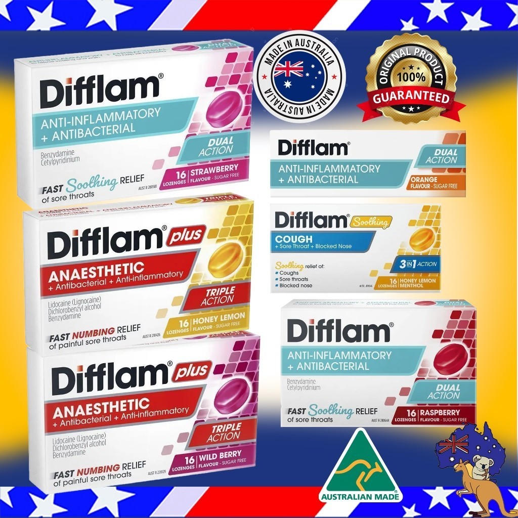 [IMPORT]Difflam Plus Sore Throat Lozenges Permen Pereda Batuk Australia Membunuh Bakteri