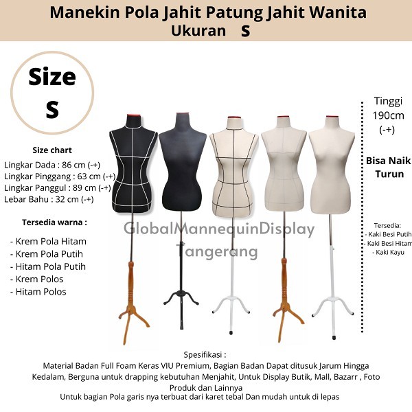 Manekin Badan Wanita Patung Busa Tusuk Jarum Ukuran S