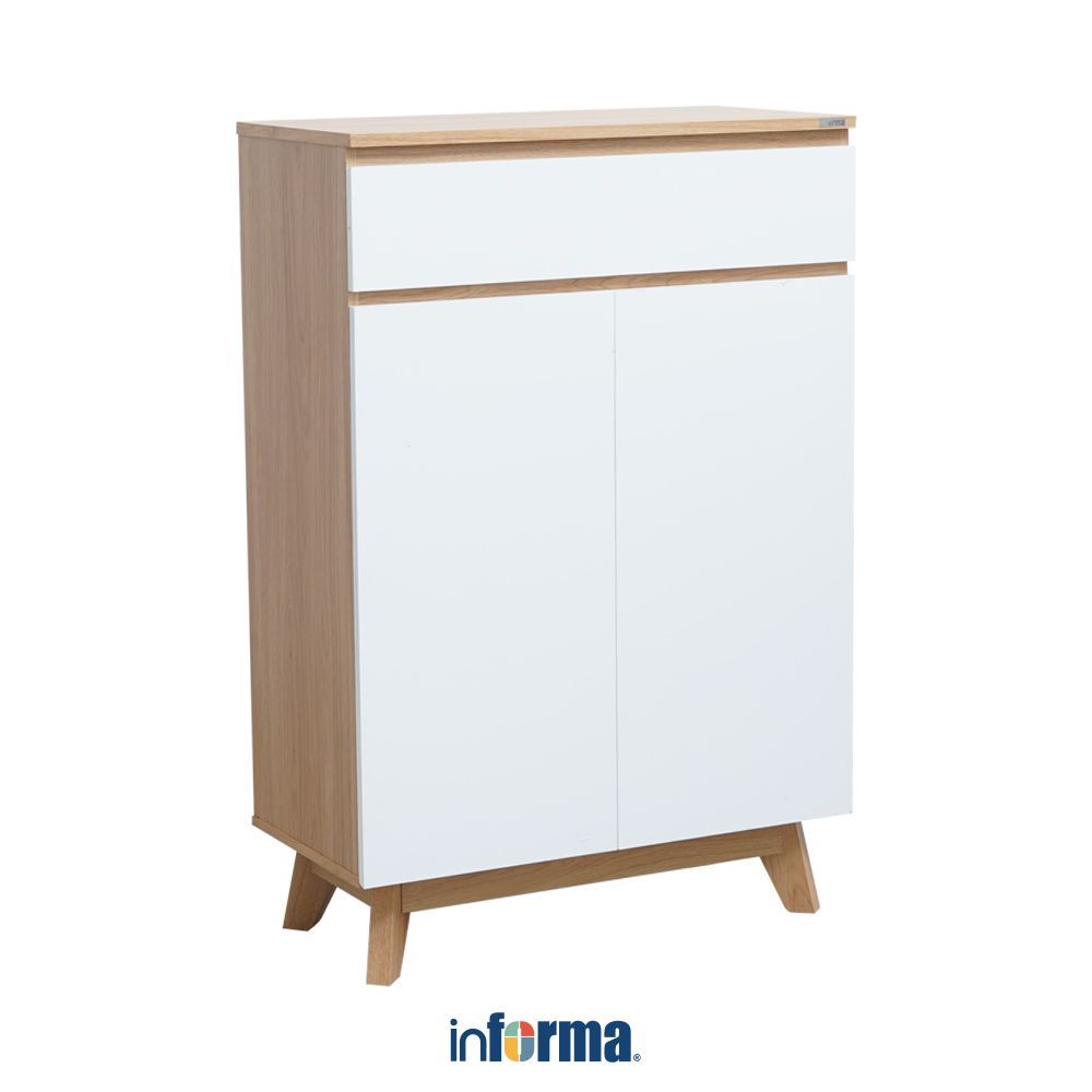 Informa Preston Kabinet 2 Pintu Dengan 1 Laci - Putih Oak Lemari Kabinet Serbaguna Cabinet Penyimpan