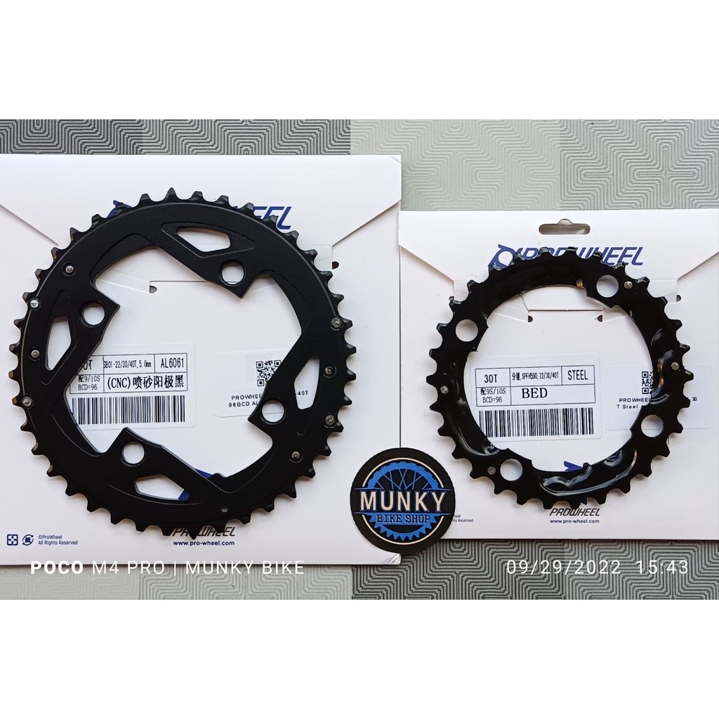 Chainring Prowheel 30T 40T BCD 96 BCD untuk double triple chainring sepeda 96BCD