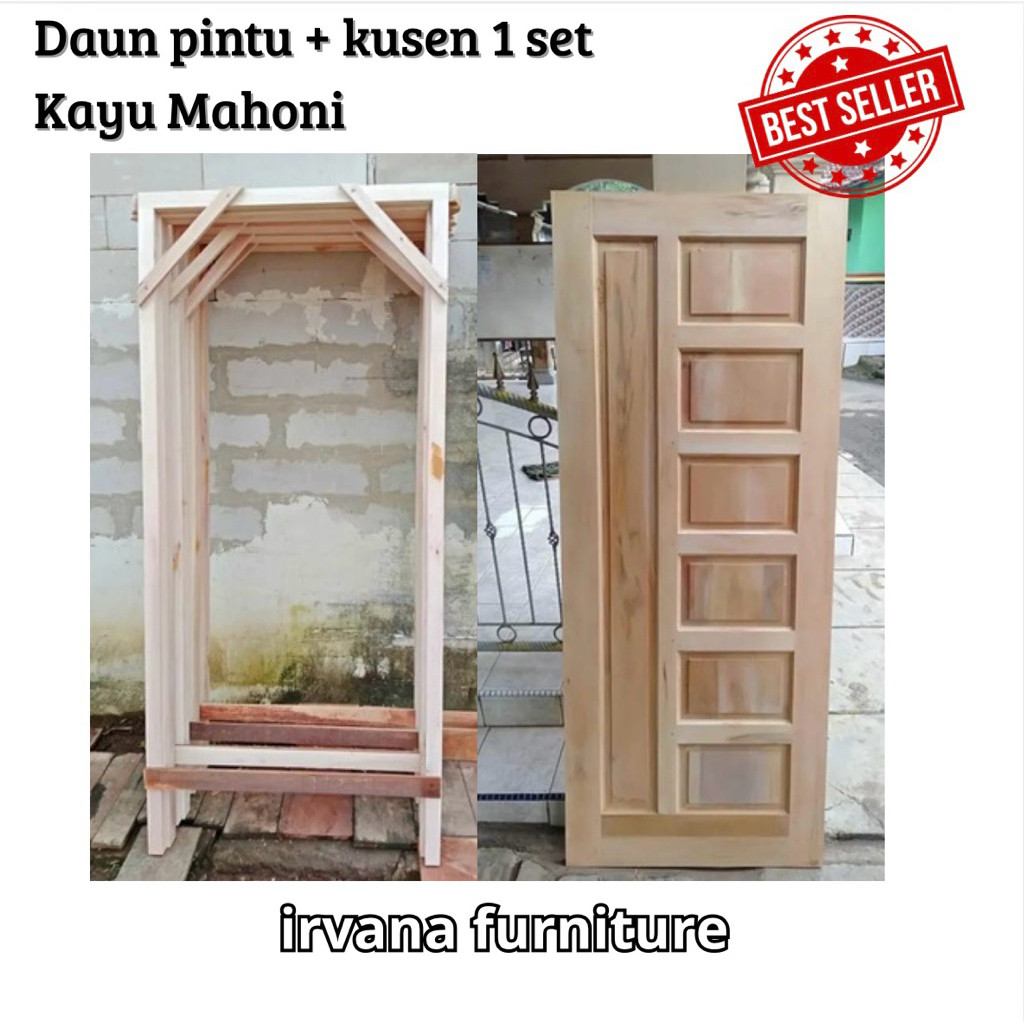 SWS READY STOCK Daun Pintu & Kusen 1 set Kayu Mahoni | UK 200x80 | Pintu Rumah | Pintu kamar