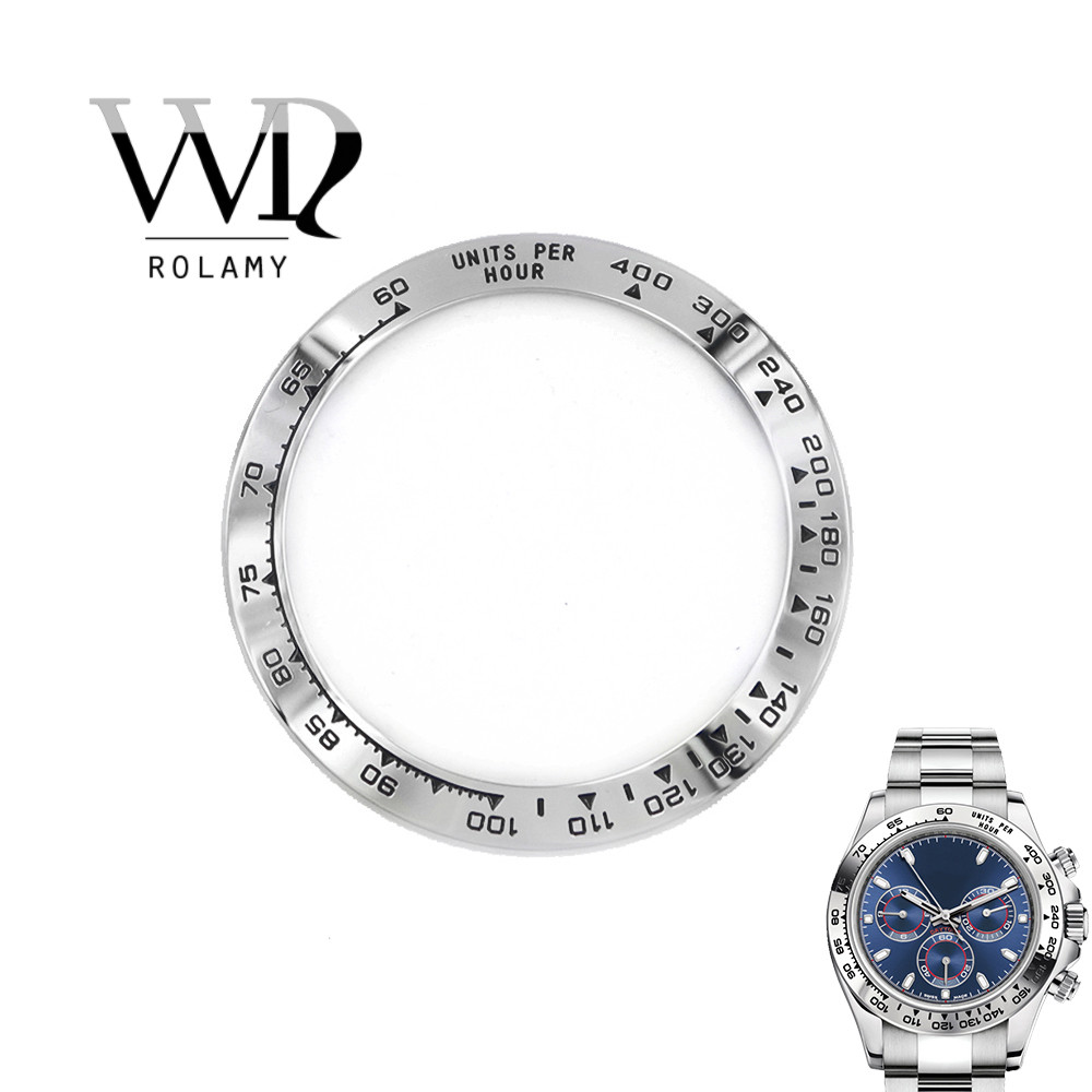 Rolamy High Quality 316L Stainless Steel Silver with Black Writings 38.6mm Watch Bezel For Rolex DAY