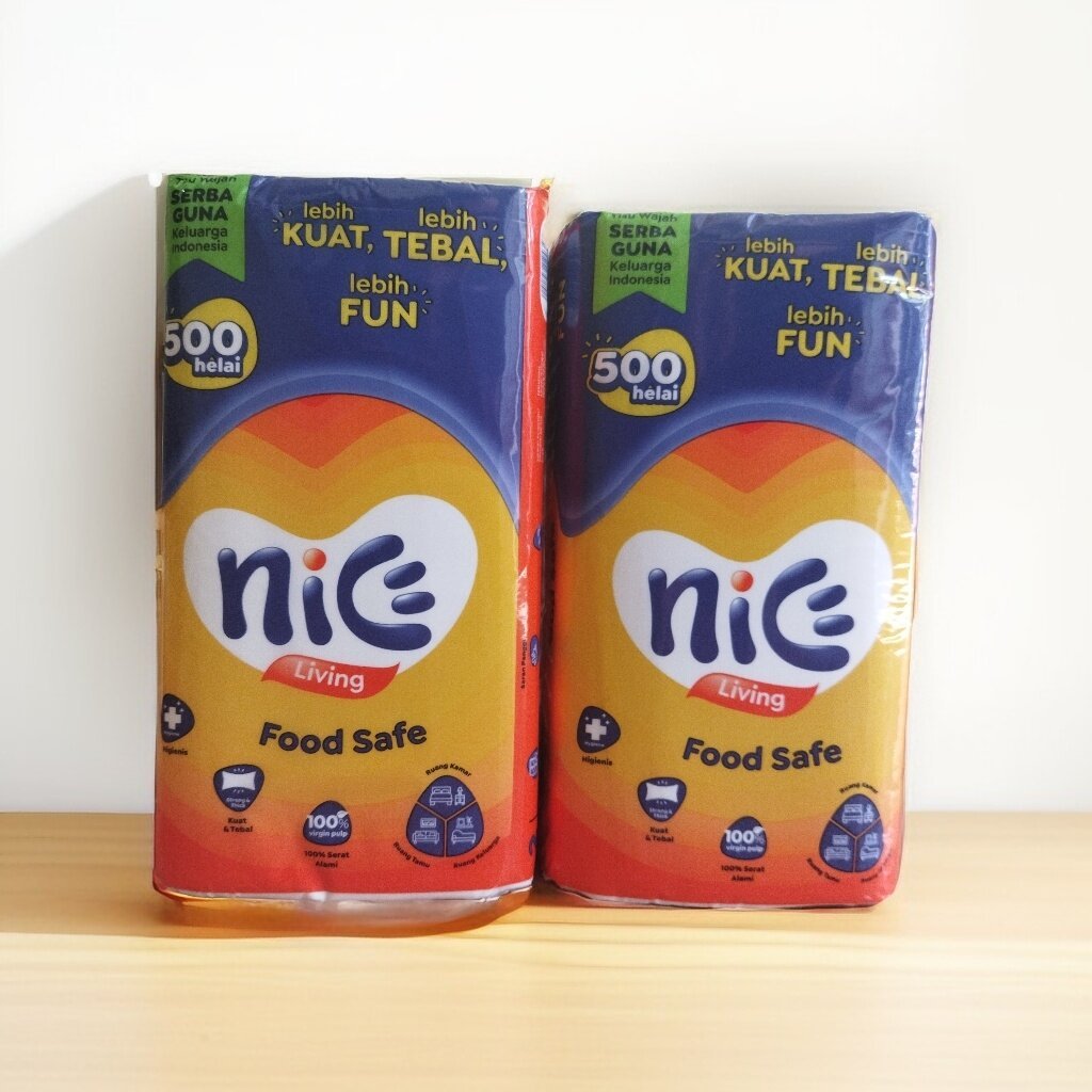 MOS TISSUE NICE 500 HELAI / TISU SERBAGUNA NICE LIVING 250 SHEETS 2 PLY KEMASAN BARU FOOD SAFE