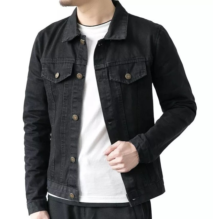 KEKERUN Jaket Pria Keren Jeans Denim Slim Fit Lengan Panjang Jaket Distro Bandung