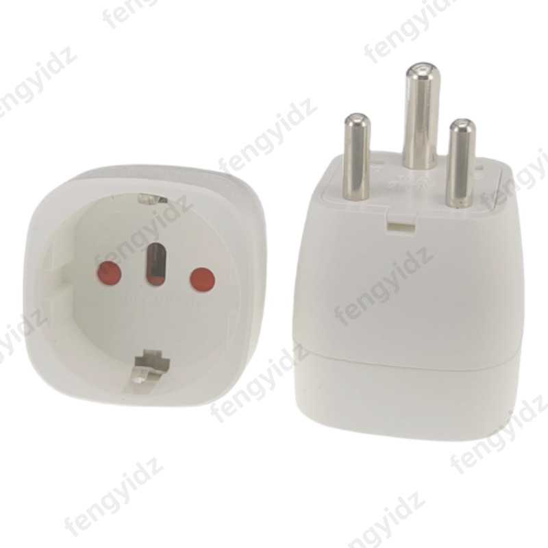 fengyi EU to Ina Travel Plug Adapter Universal Power Converter 3-Pin Round AC Adapter Plug D Type fo