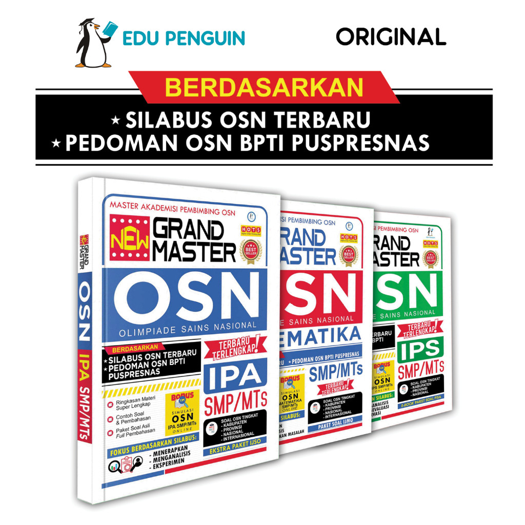 Buku OSN SMP | NEW Grand Master OSN Matematika - IPA - IPS SMP/MTs Terbaru Terlengkap - Kompas Ilmu