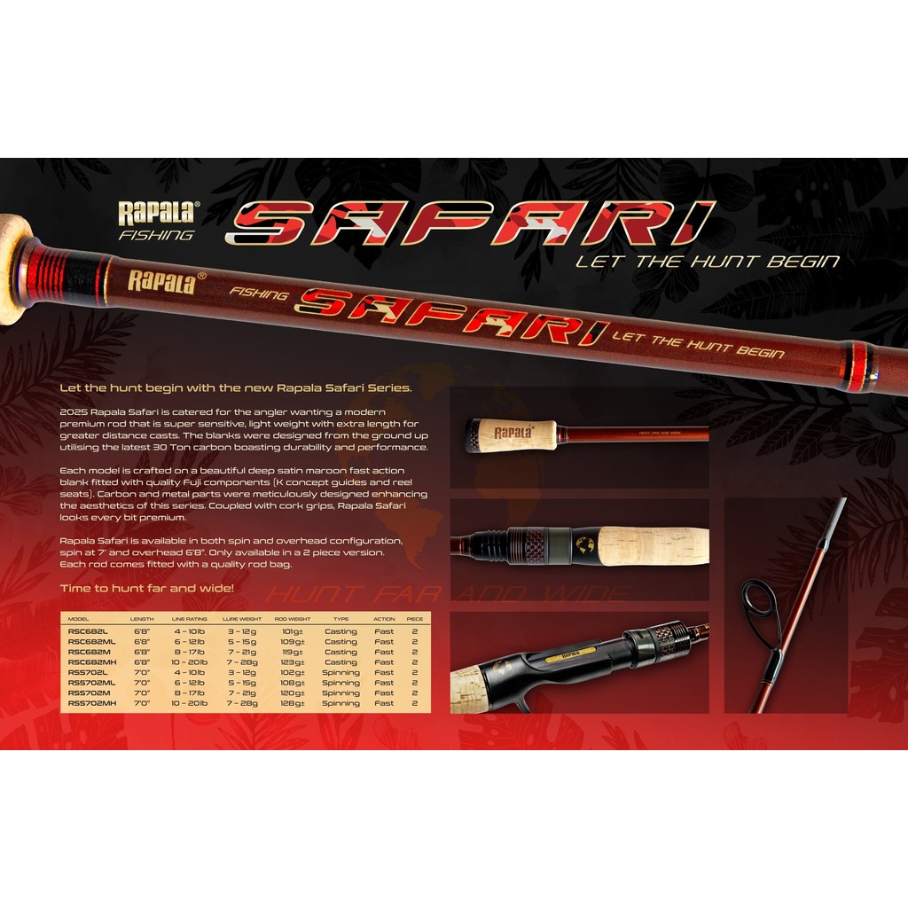 Joran Rapala Safari - Rod Spinning dan Baitcasting New 2025