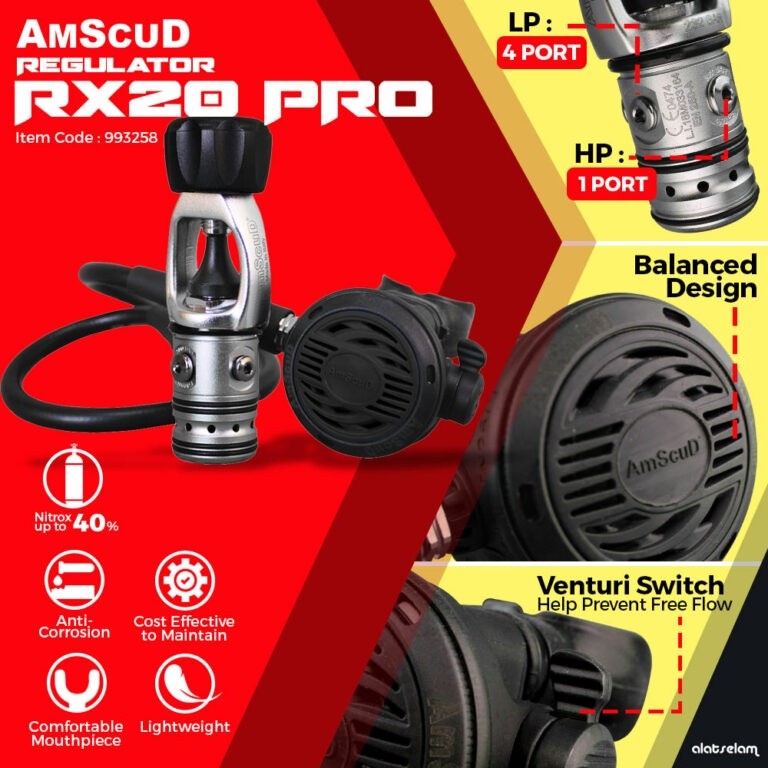 AmScuD Regulator RX20 PRO - Alat Scuba Diving / Alat Nafas Dalam Air untuk Scuba Diving