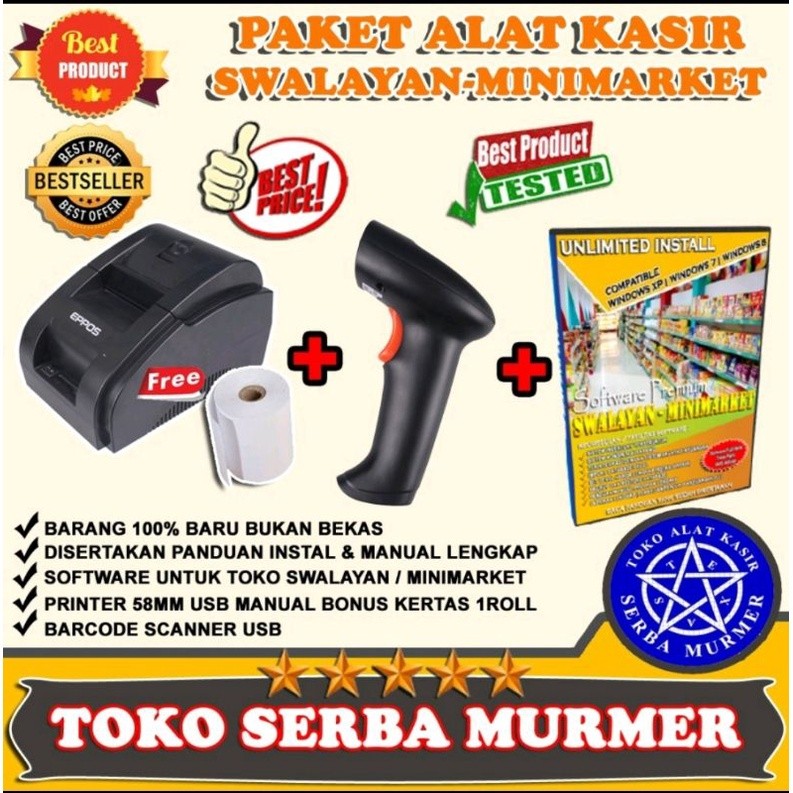 Paket Kasir Printer - Scanner - Software Toko Aplikasi Program Kasir Toko POS Retail Inventory