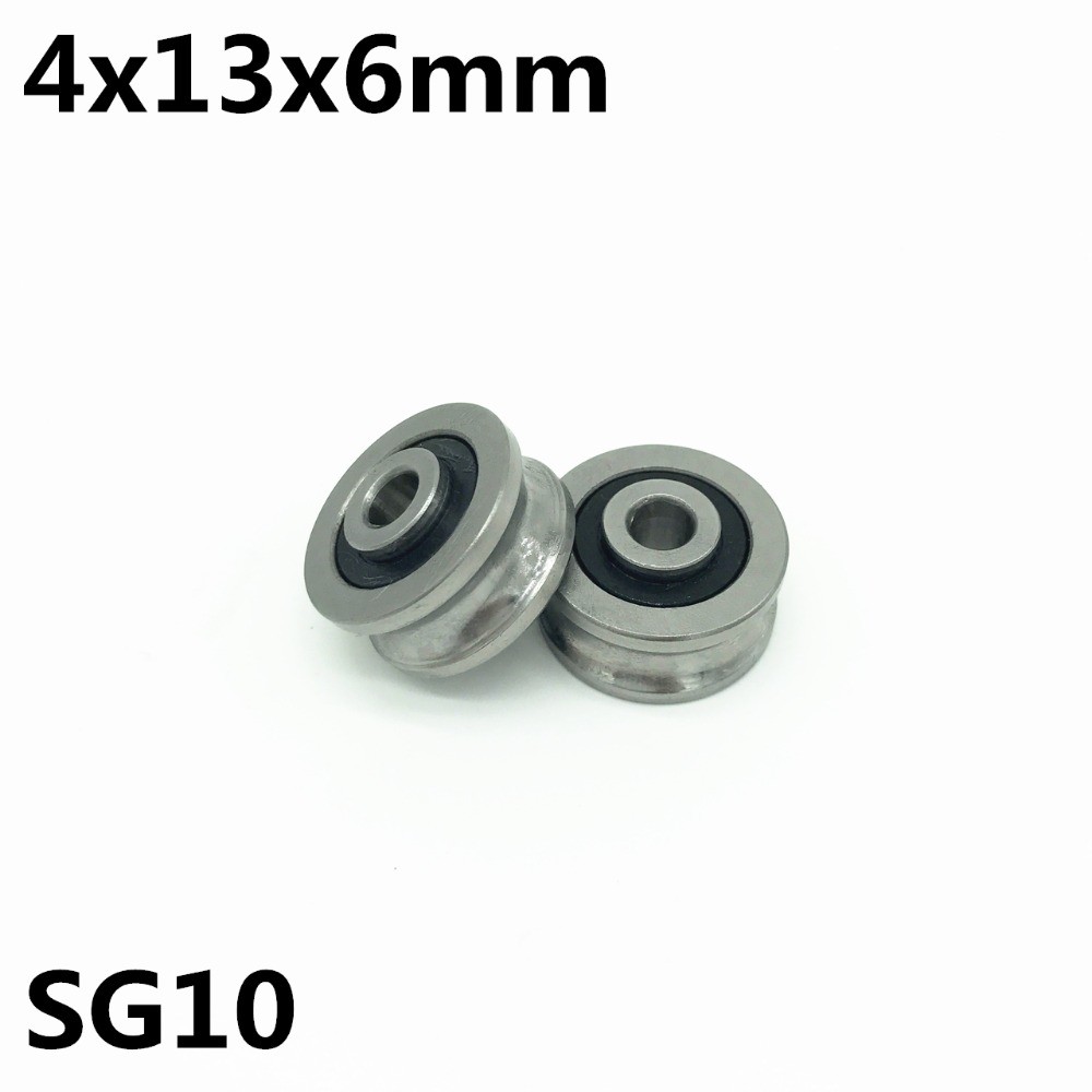 10pcs SG10 U groove bearing 4x13x6 mm double row sealed ball bearing for 5mm linear guide rail LFR50