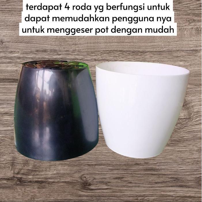 Pot Roda Lovenia 40cm Hitam - Pot Bunga - Pot Tanaman - Pot Modern Lovenia 40cm