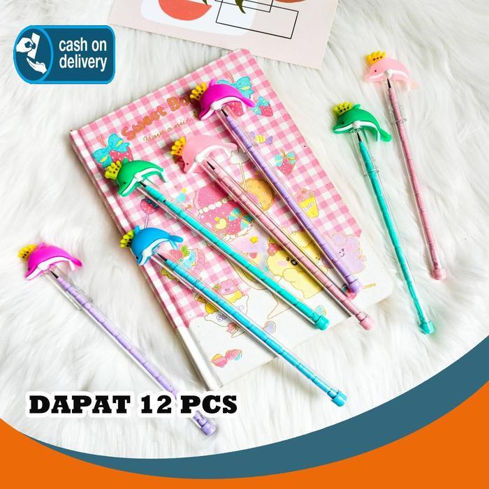 SELUSIN PENSIL IKAN LUMBA-LUMBA ISI 12 PCS UNIK PENSIL SUSUN BENSIA PELURU PENCIL REFILL UNIK