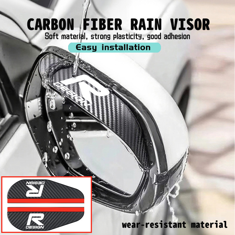 For Volvo Car Badge Rearview Mirror Rain Cover Eyebrow Shield Sticker V50 S60 XC60 S40 XC40 XC90 V60