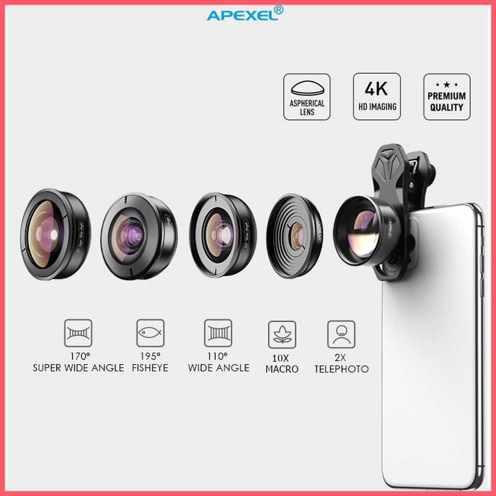 APEXEL Lensa Kamera Smartphone Universal Clip 5 in 1 Lens - APL-HB5