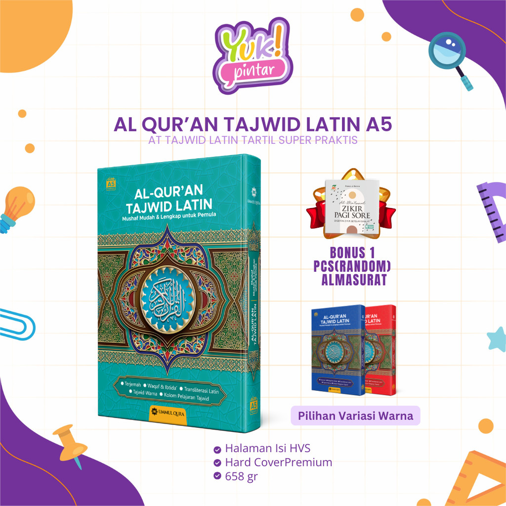 Ummul Qura - Al Quran Tajwid Latin Praktis - Dilengkapi Keterangan Tajwid Perkata Terjemahan A5