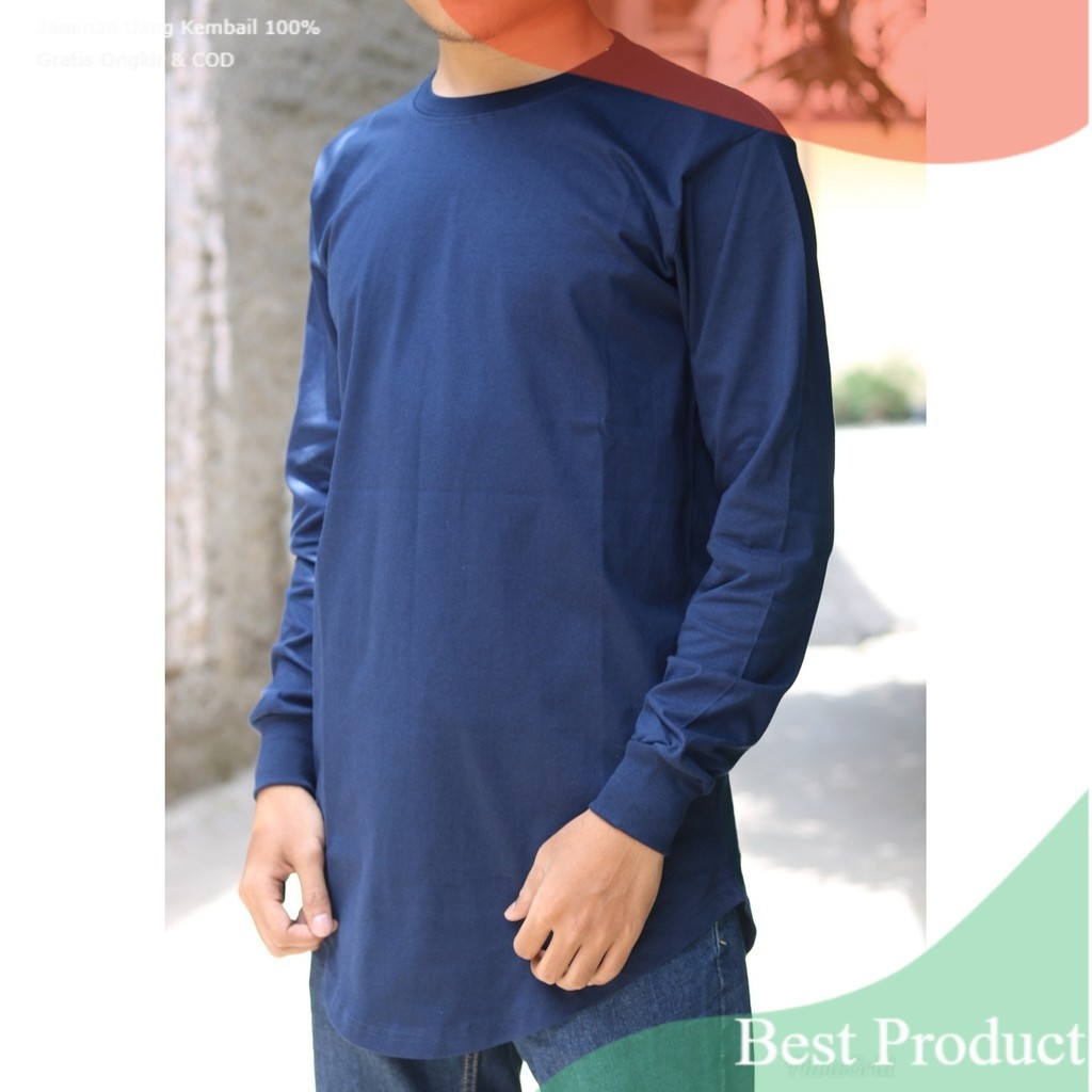 KAOS KURTA POLOS PANJANG / KAOS LONGLINE PANJANG KUALITAS PREMIUM / KAOS LONLINE LENGAN PANJANG- pak