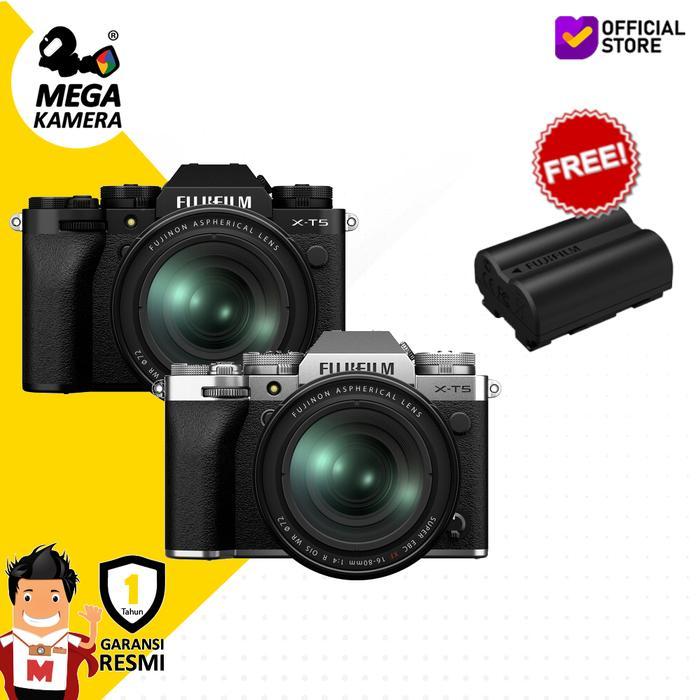 FUJIFILM X-T5 Kit XF 16-80mm F4 Mirrorless Camera - Fuji XT5 Kamera - Hitam