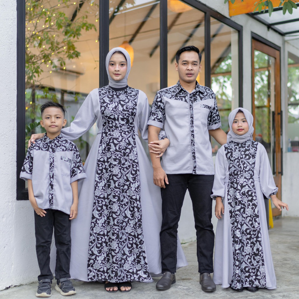 Baju Lebaran Baju batik cople gamis moscrep couple pasangan muslim sarimbit keluarga gamis suami ist