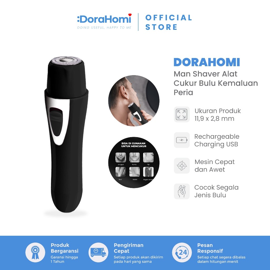 DoraHomi Mesin Cukur Kumis Jenggot Bulu Kemaluan Ketiak Bulu Kaki Peria Electric Cas Portable