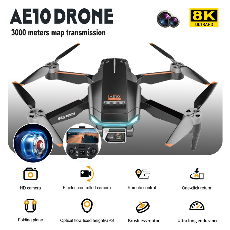 Drone Mini AE10 8K GPS 90 °   Drone MINI Lipat dengan Motor Tanpa Sikat yang Dapat Disesuaikan, Dile