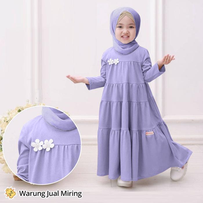 Setelan Gamis & Hijab Anak Set Baju Jilbab Perempuan Tanggung Putih Setelan Hitam k Korea Crinkle Je