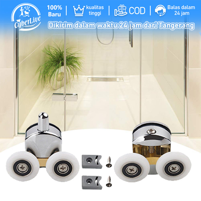 2pcs Roda Pintu Shower Roda Shower Box 23/25mm Roda Kamar Mandi Kaca Roller Pintu Shower Roller Pint