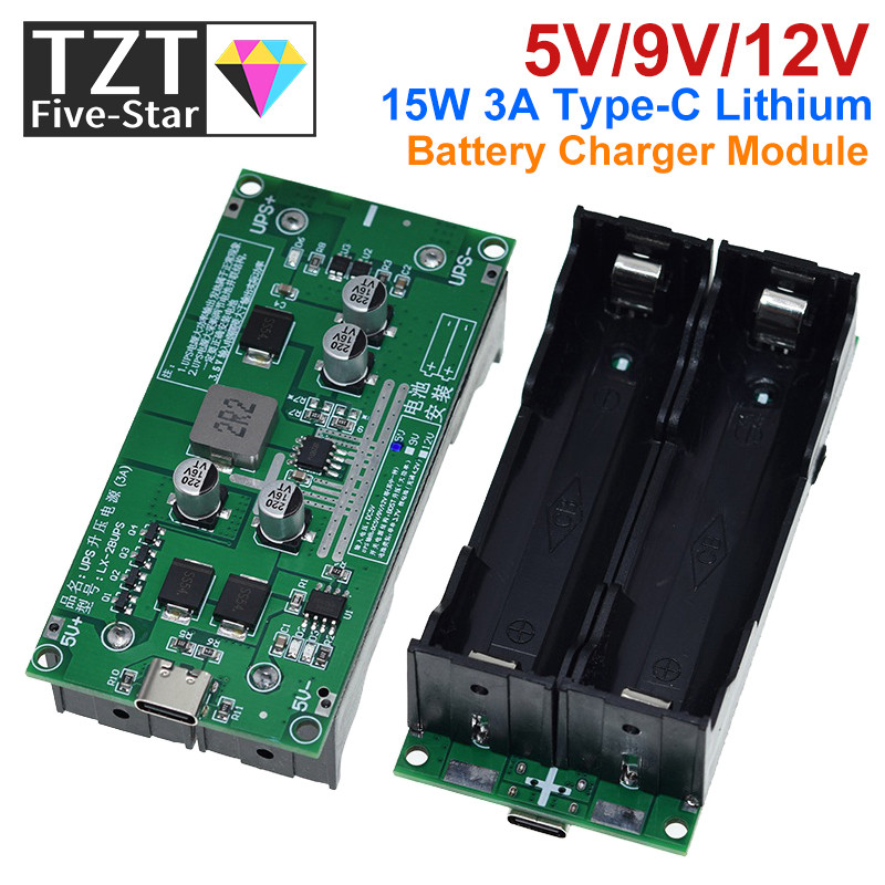 Modul Pengisi Daya Baterai Lithium 18650 Tipe-C 15W 3A DC-DC Step Up Booster Pengisian Cepat UPS Pow