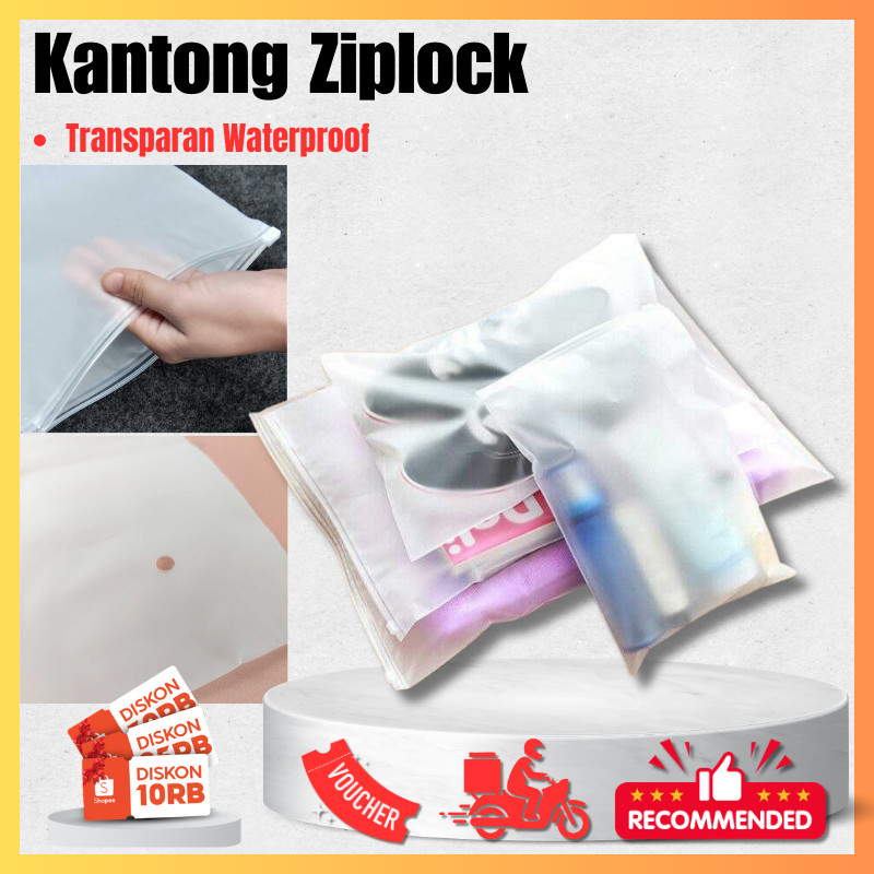 Kantong Plastik Travel Ziplock Pouch Transparan Organizer Pakaian & Alat Mandi