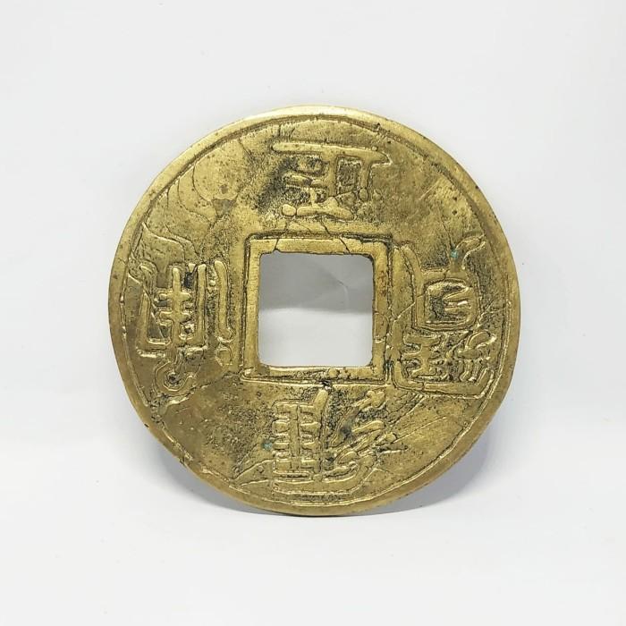 Koin Gobok Cina Naga Kembar Kuningan Antik KJ