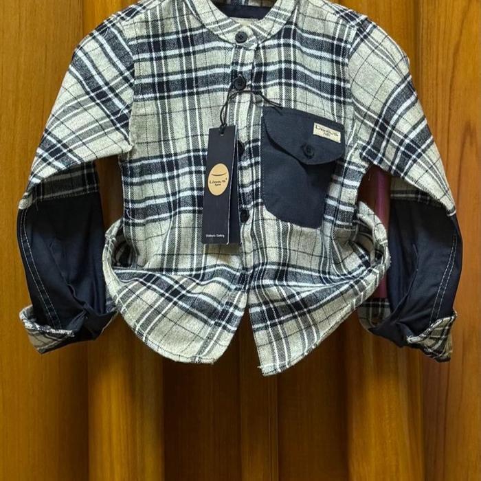 Kemeja anak lengan panjang polos Katun caret | Kemeja hitam - COD - Baju Fashion - Baju anak  - paka