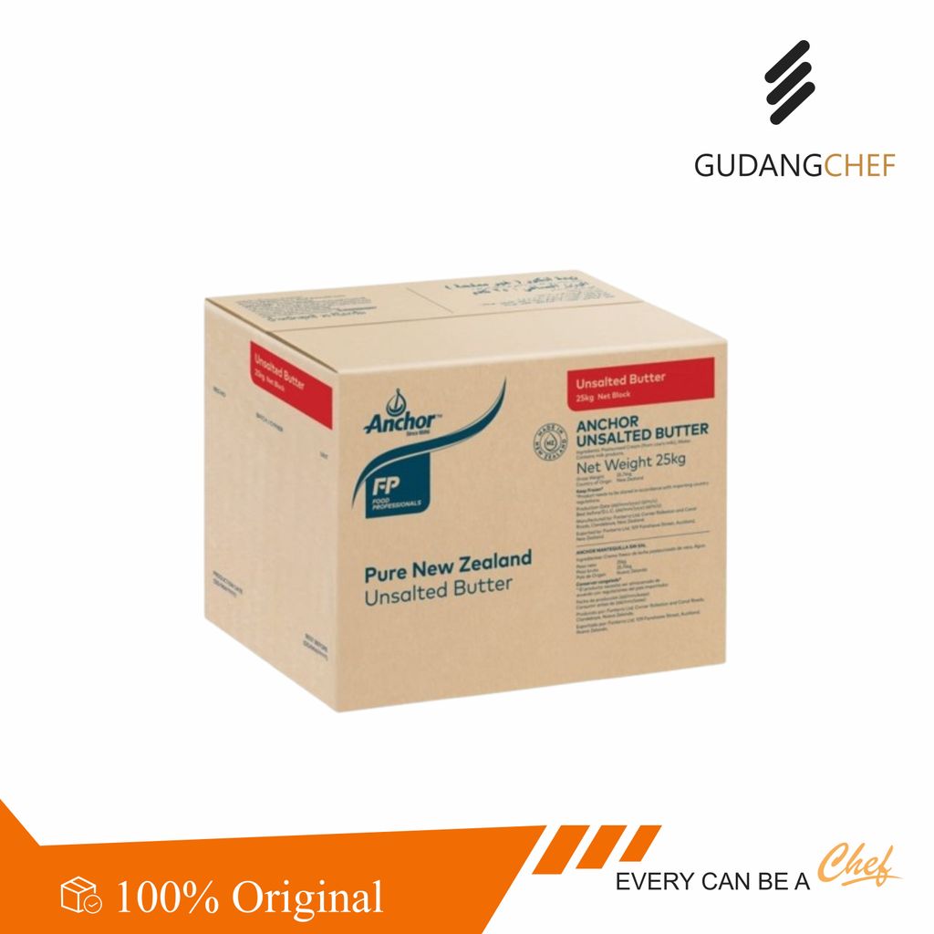 ANCHOR Butter Unsalted 25kg – Mentega Premium Asli untuk Bakery & Pastry Profesional | Instant Only