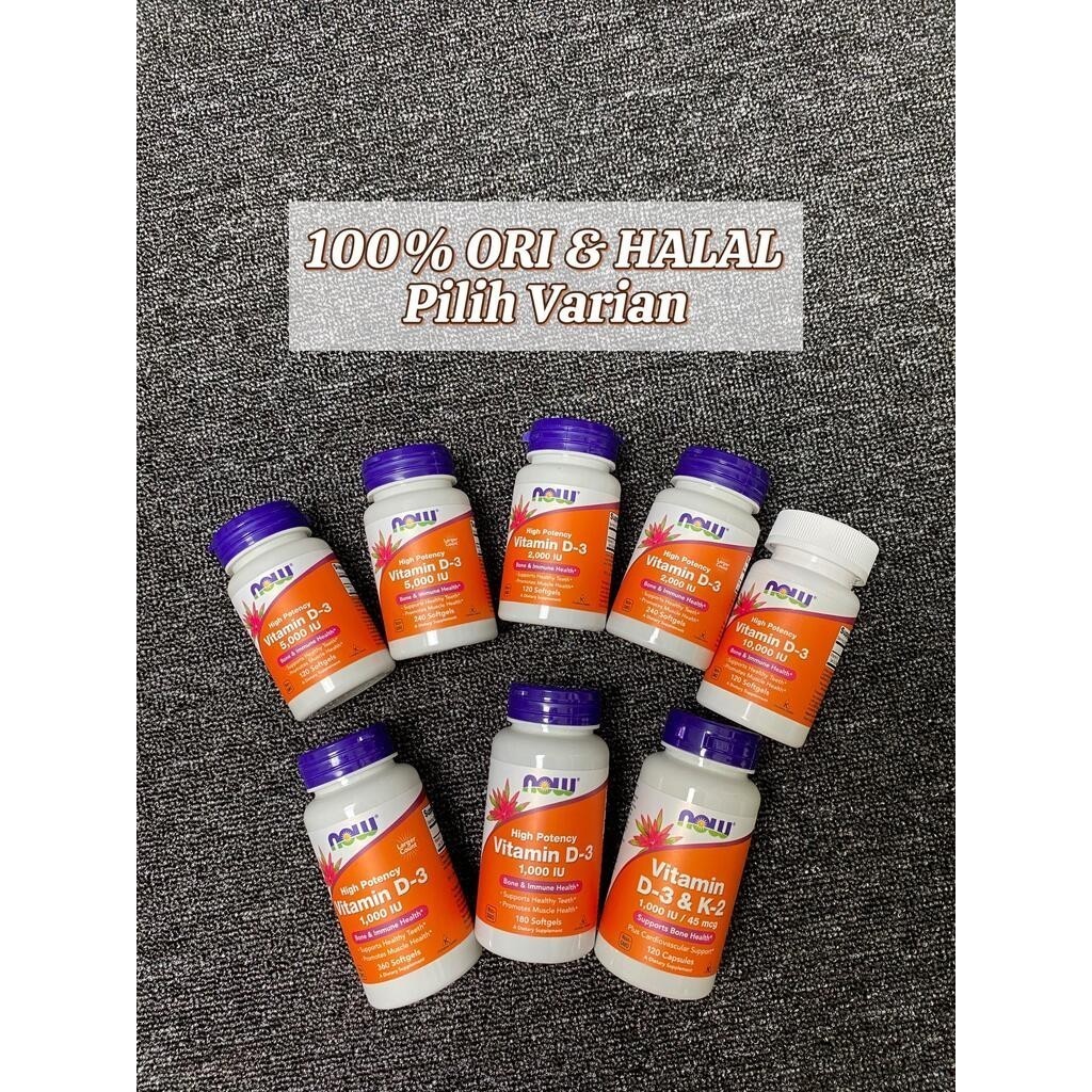NOW VITAMIN D3 K2 1000 5000 2000 10000 IU ISI 120 180 240 360 SOFTGELS | DEVI VITAMIN