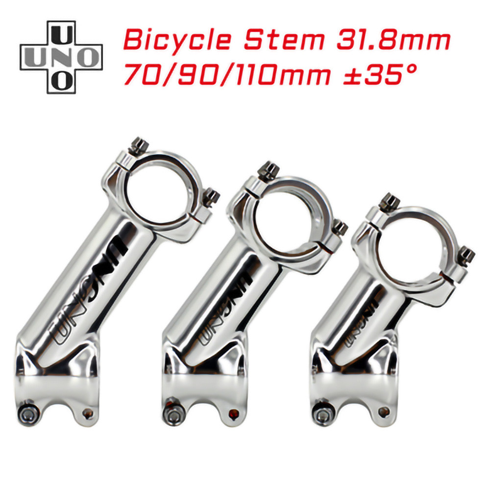 UNO MTB Road Mountain Bike Handlebar Stem Ultralight Bicycle Stem Riser 35 Degrees 25.4/31.8MM Silve