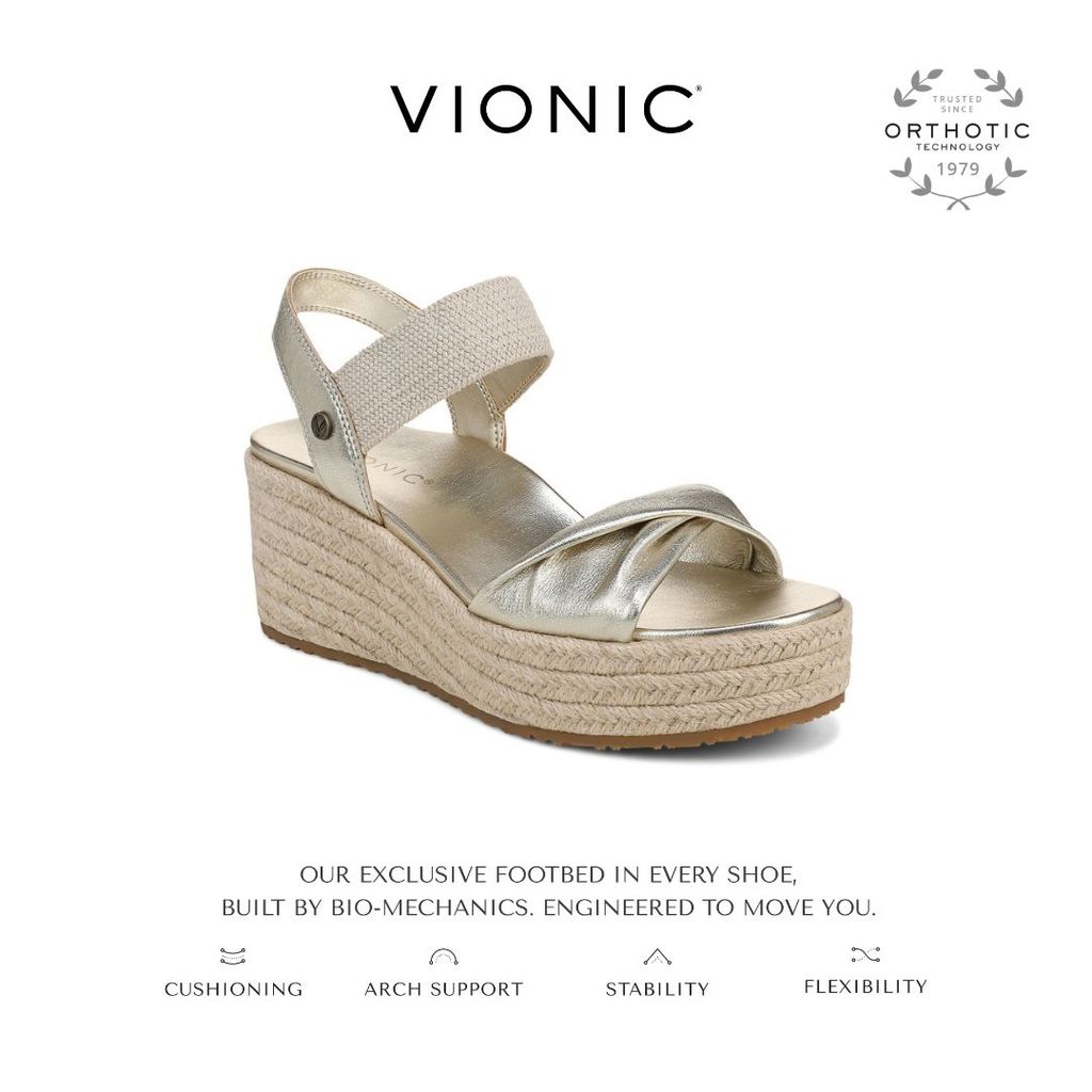 Vionic Darla Gold Heels Wanita