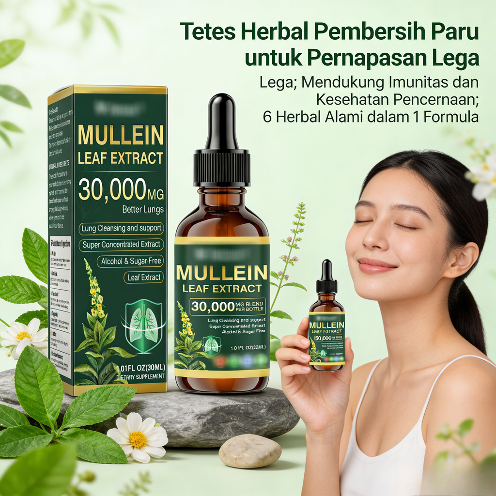 Mullein Leaf Extract 30.000mg – Ekstrak Mullein 6 Herbal untuk Pernapasan & Imun 30ml CO3177
