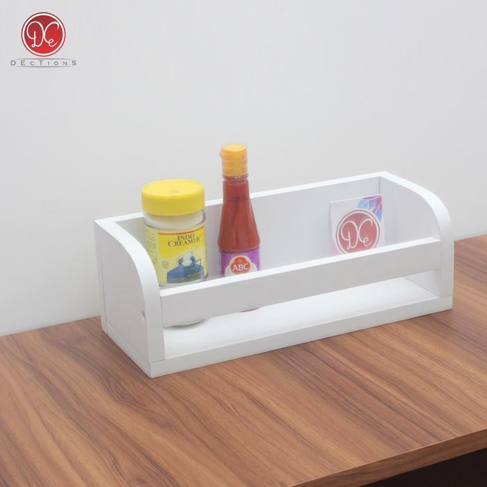 Rak kayu serbaguna Rak Bumbu Dapur Dinding Gantung Tempel Sederhana - Putih