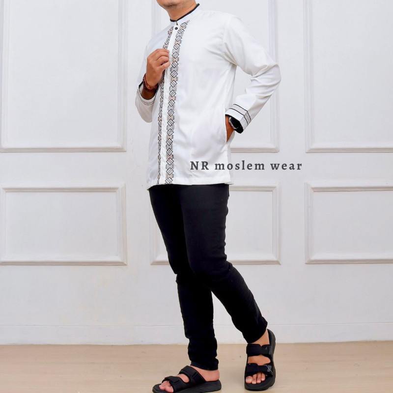 BAJU KOKO PUTIH DEWASA TANGAN PANJANG  / KOKO ARRAHMAN PANJANG / BAJU KOKO KATUN ADEM kode ( ARK )