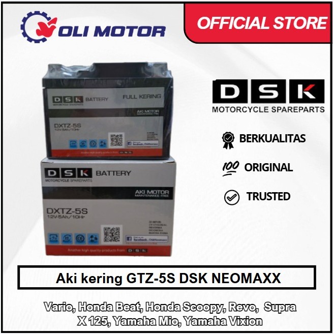 Aki Kering DSK GTZ-5S 12V 5 Ah Beat Scoopy Mio J Kharisma