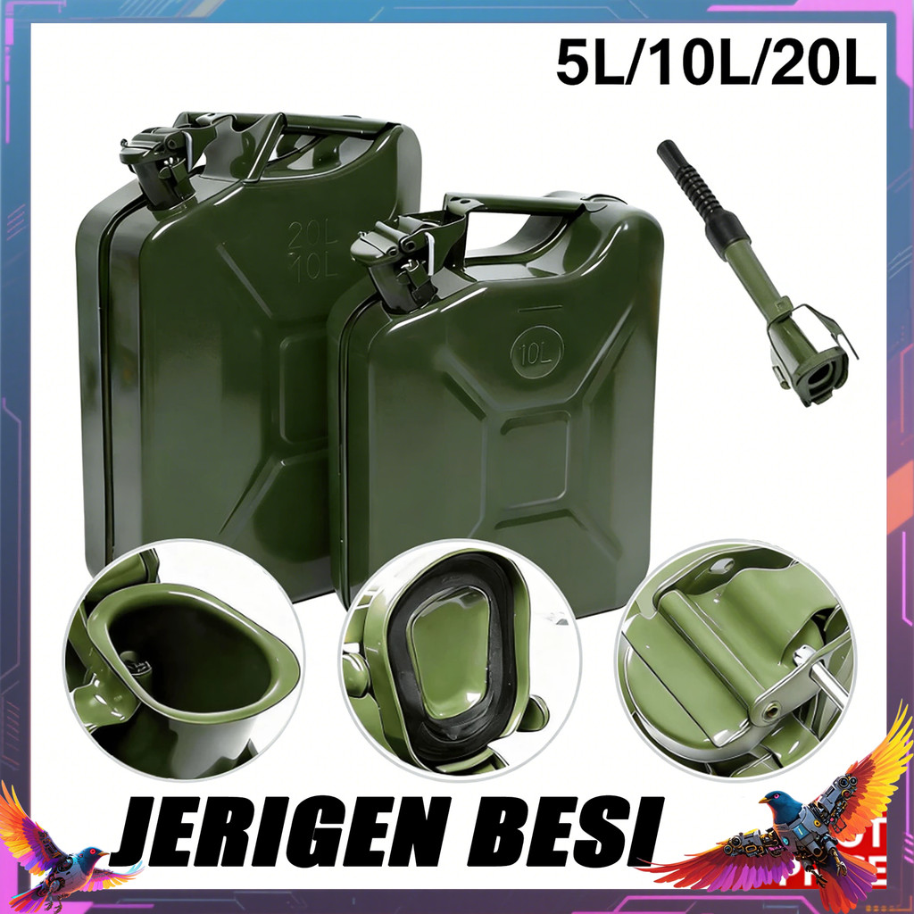 Jerigen Besi 5/10/20L Jerrycan Carbon Steel Plate Untuk Bensin Solar Tangki Minyak Solar Jerrycan