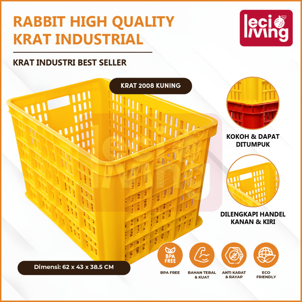 RABBIT HIGH QUALITY KRAT INDUSTRIAL Keranjang Serbaguna / Krat Industri Tebal / Keranjang Buah