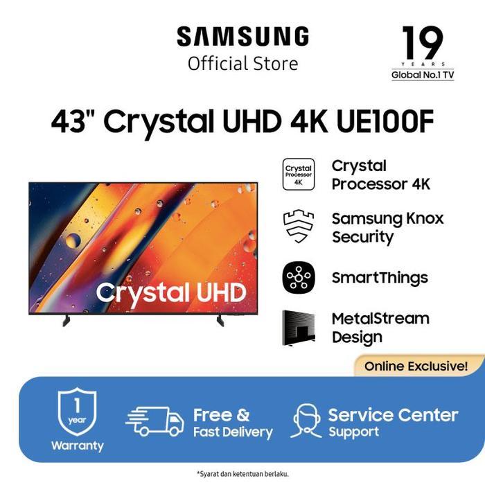 RAMADHAN SALE Samsung 43 Inch Crystal UHD 4K Smart TV 43UE100F Garansi Resmi 2 Tahun Panel  PurColor