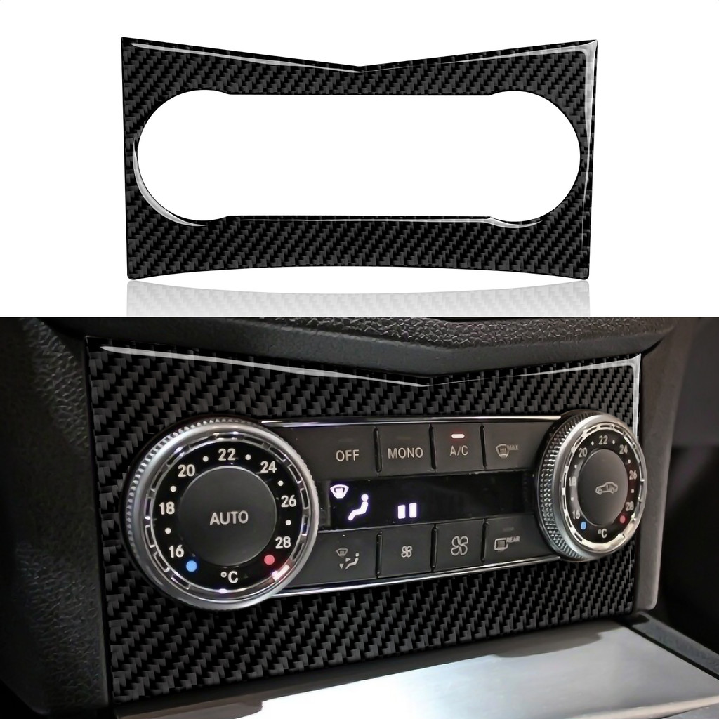 Untuk Mercedes Benz C-Class W204 S204, Panel Kenop Kontrol AC Tengah Mobil, Stiker Interior Serat Ka