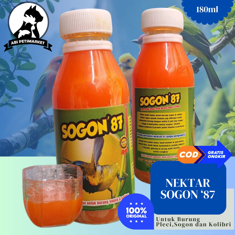 Sogon 87 Nektar Pakan Sogon Kolibri Pleci 180ml Nektar Penggacor Burung Vitamin